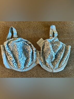Lace Underwire Bra in Light Blue with Delicate Bow